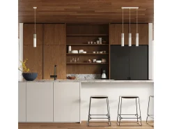 Lámparas colgantes Lume moderno de acero/hormigón - 1 fuentes luminosas 3000K - L.8 x A.105 cm - blanco/gris