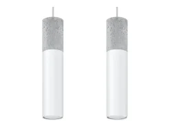 Lámparas colgantes Lume moderno de acero/hormigón - 2 fuentes luminosas 4000K - L.30 x A.90 cm - blanco/gris