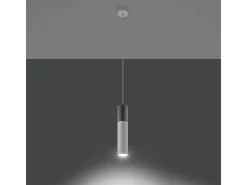 Lámparas colgantes Lume moderno de acero/hormigón - 1 fuentes luminosas 4000K - L.8 x A.105 cm - blanco/gris