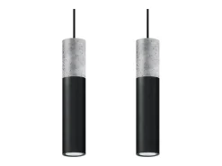 Lámparas colgantes Lume moderno de acero/hormigón - 2 fuentes luminosas 3000K - L.30 x A.90 cm - negro/gris