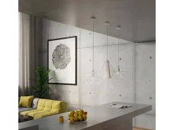 Lámparas colgantes Neoteru industrial de acero - 1 fuentes luminosas 3000K - L.32 x A.120 cm - blanco