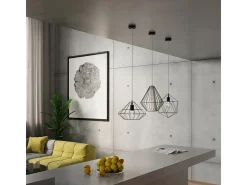 Lámparas colgantes Neoteru industrial de acero - 1 fuentes luminosas 4000K - L.32 x A.120 cm - negro