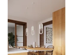 Lámparas Colgantes Nicus Moderno De Acero - 1 Fuentes Luminosas - L.11 X A.140 Cm - Blanco