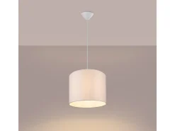 Lámparas Colgantes Nova Minimalista De Tela/Pvc - 1 Fuentes Luminosas - L.30 X A.88 Cm - Blanco