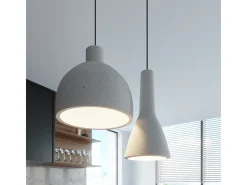 Lámparas colgantes Opilme industrial de concreto - 1 fuentes luminosas 3000K - L.17 x A.132 cm - gris