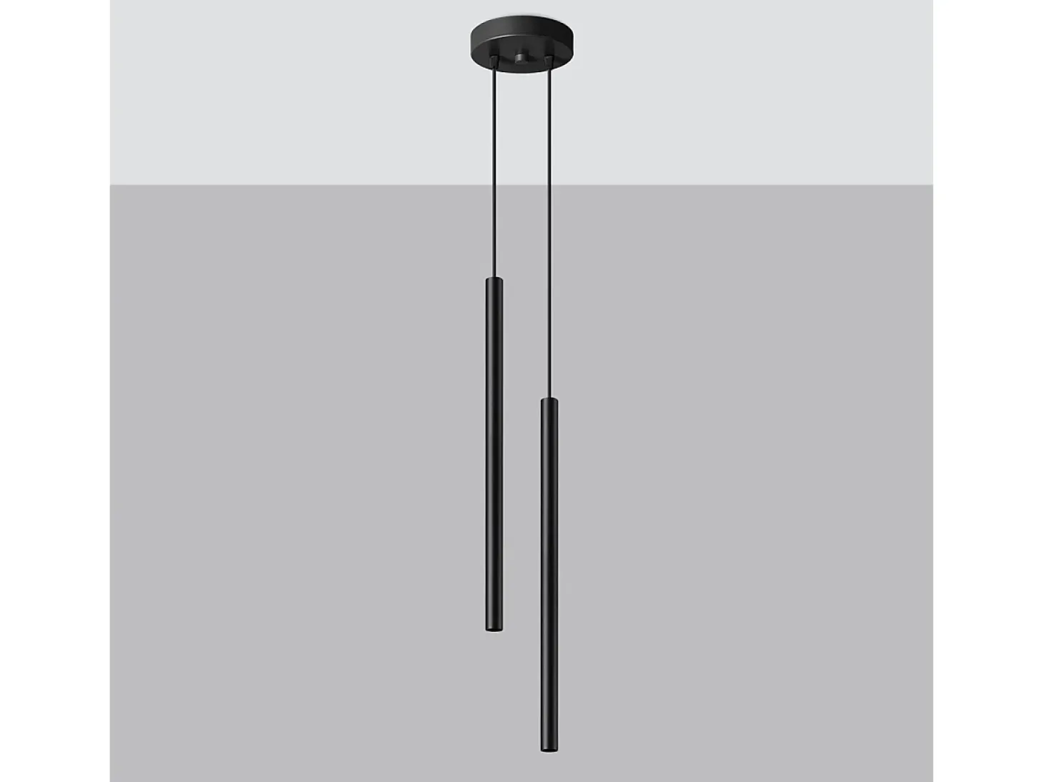 Lámparas Colgantes Pastelo Moderno De Acero - 2 Fuentes Luminosas - L.15 X A.118 Cm - Negro
