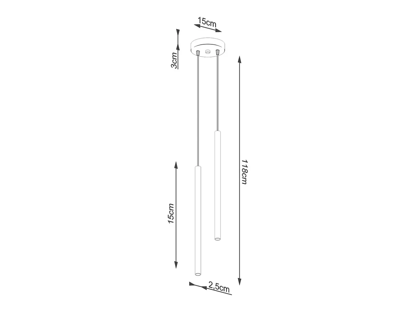 Lámparas Colgantes Pastelo Moderno De Acero - 2 Fuentes Luminosas - L.15 X A.118 Cm - Negro