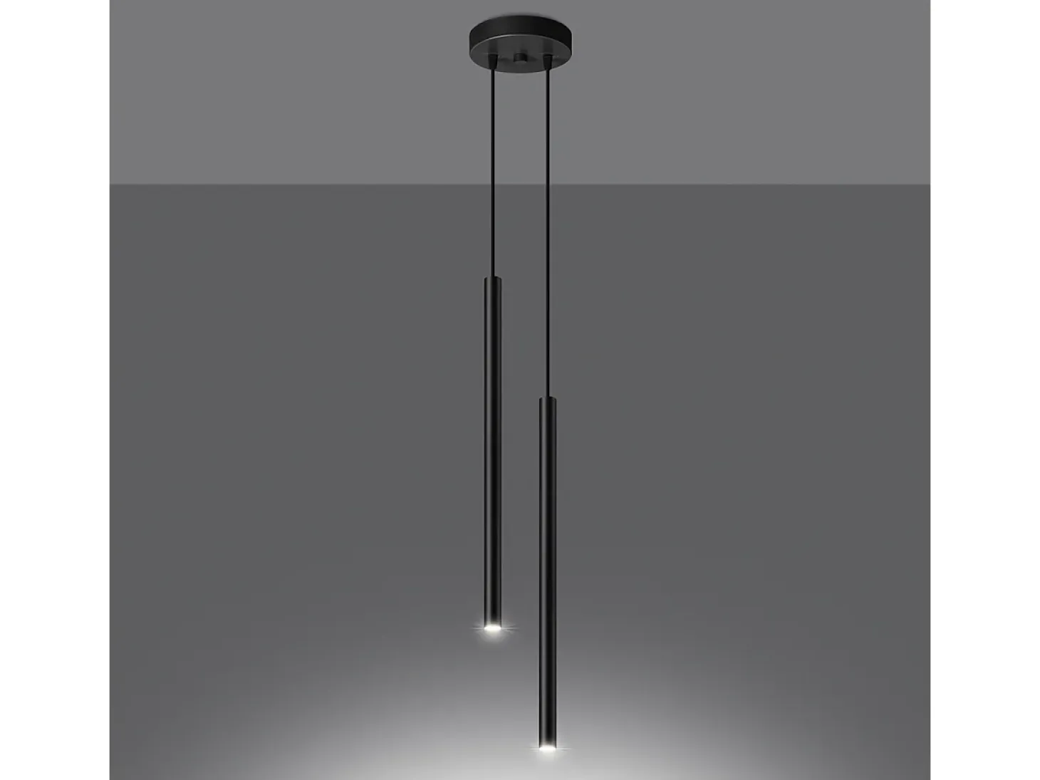 Lámparas Colgantes Pastelo Moderno De Acero - 2 Fuentes Luminosas - L.15 X A.118 Cm - Negro