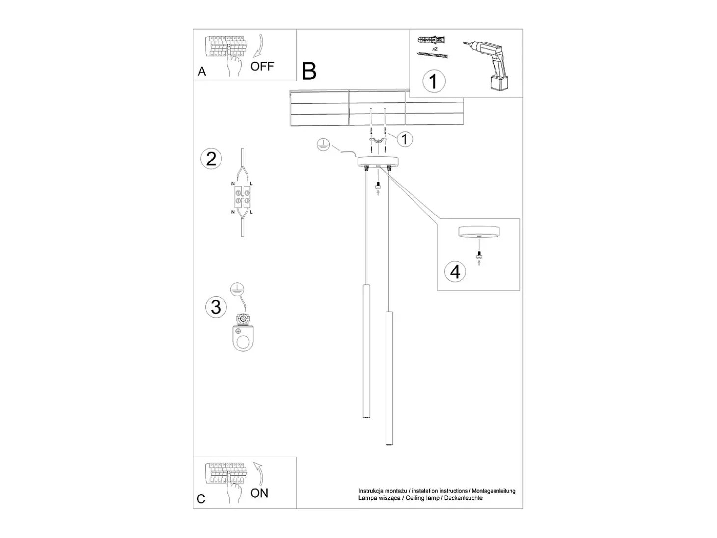 Lámparas Colgantes Pastelo Moderno De Acero - 2 Fuentes Luminosas - L.15 X A.118 Cm - Negro