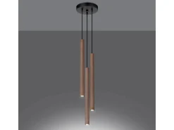 Lámparas Colgantes Pastelo Moderno De Acero/Madera - 3 Fuentes Luminosas - L.19,5 X A.115 Cm - Madera