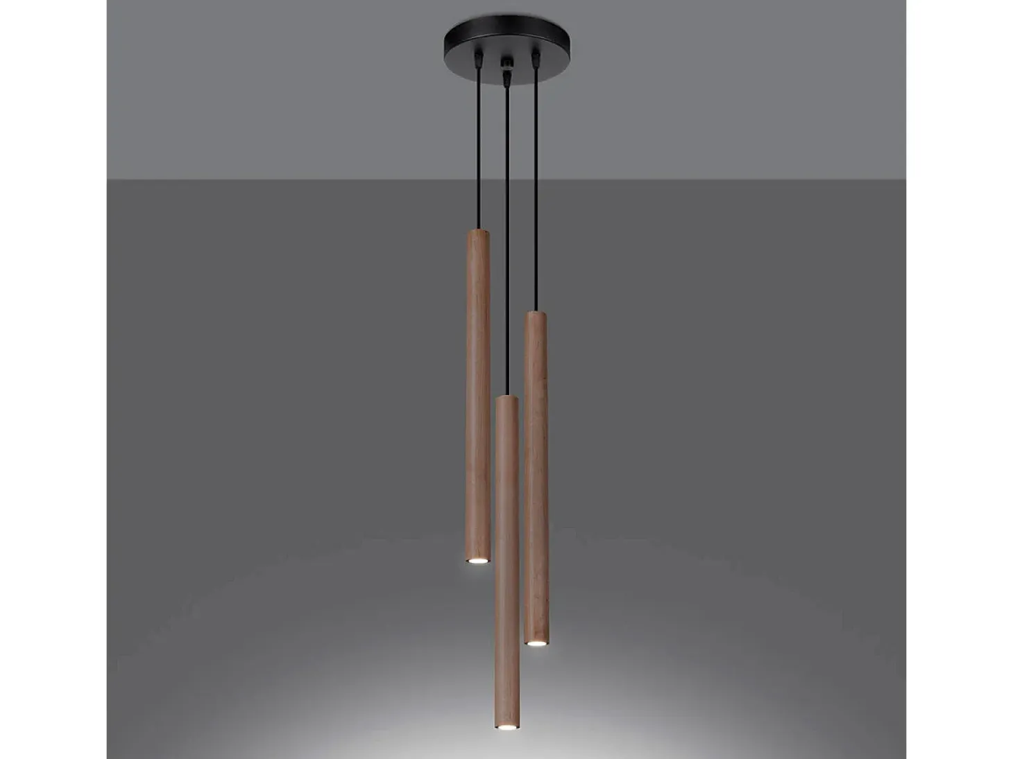 Lámparas Colgantes Pastelo Moderno De Acero/Madera - 3 Fuentes Luminosas - L.19,5 X A.115 Cm - Madera