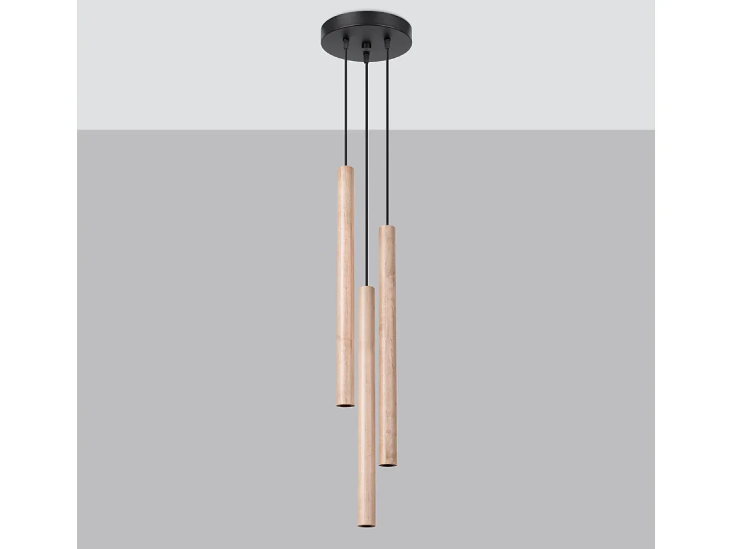 Lámparas Colgantes Pastelo Moderno De Acero/Madera - 3 Fuentes Luminosas - L.19,5 X A.115 Cm - Madera