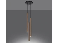 Lámparas Colgantes Pastelo Moderno De Acero/Madera - 3 Fuentes Luminosas - L.19,5 X A.115 Cm - Madera