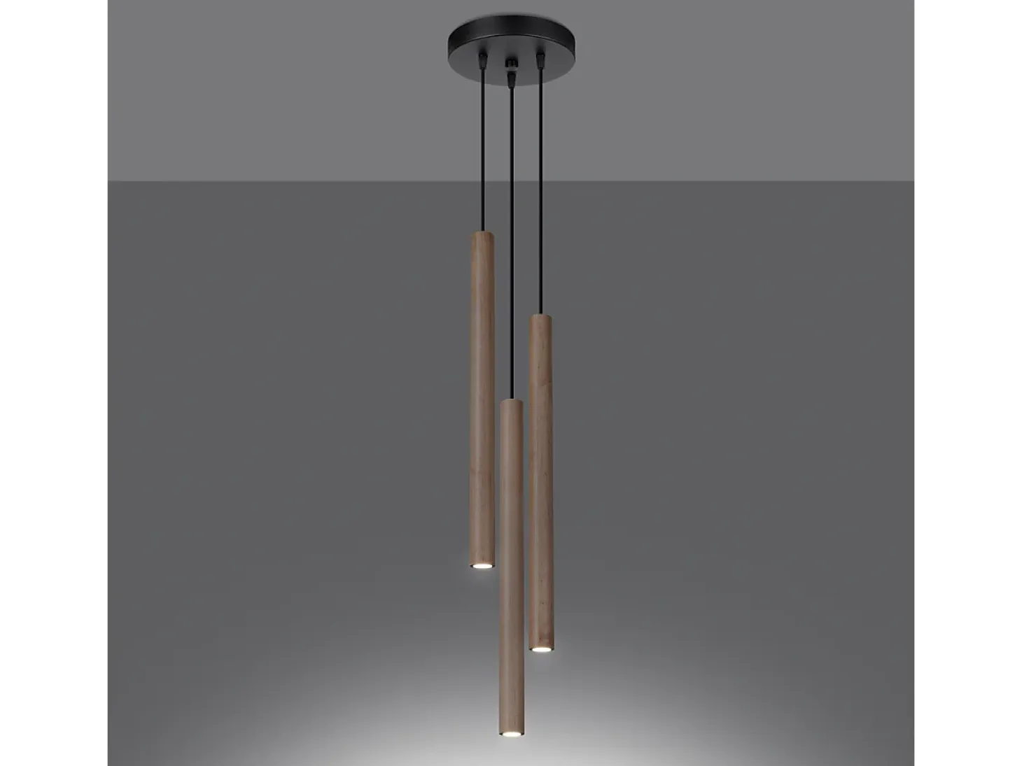 Lámparas Colgantes Pastelo Moderno De Acero/Madera - 3 Fuentes Luminosas - L.19,5 X A.115 Cm - Madera