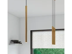 Lámparas Colgantes Pastelo Moderno De Acero - 3 Fuentes Luminosas - L.20 X A.115 Cm - Dorado