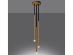 Lámparas Colgantes Pastelo Moderno De Acero - 3 Fuentes Luminosas - L.20 X A.115 Cm - Dorado