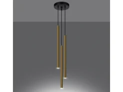 Lámparas Colgantes Pastelo Moderno De Acero - 3 Fuentes Luminosas - L.20 X A.90 Cm - Brillo Dorado