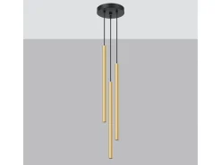 Lámparas Colgantes Pastelo Moderno De Acero - 3 Fuentes Luminosas - L.20 X A.90 Cm - Brillo Dorado