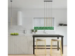 Lámparas Colgantes Pastelo Moderno De Acero - 3 Fuentes Luminosas - L.30 X A.90 Cm - Brillo Dorado