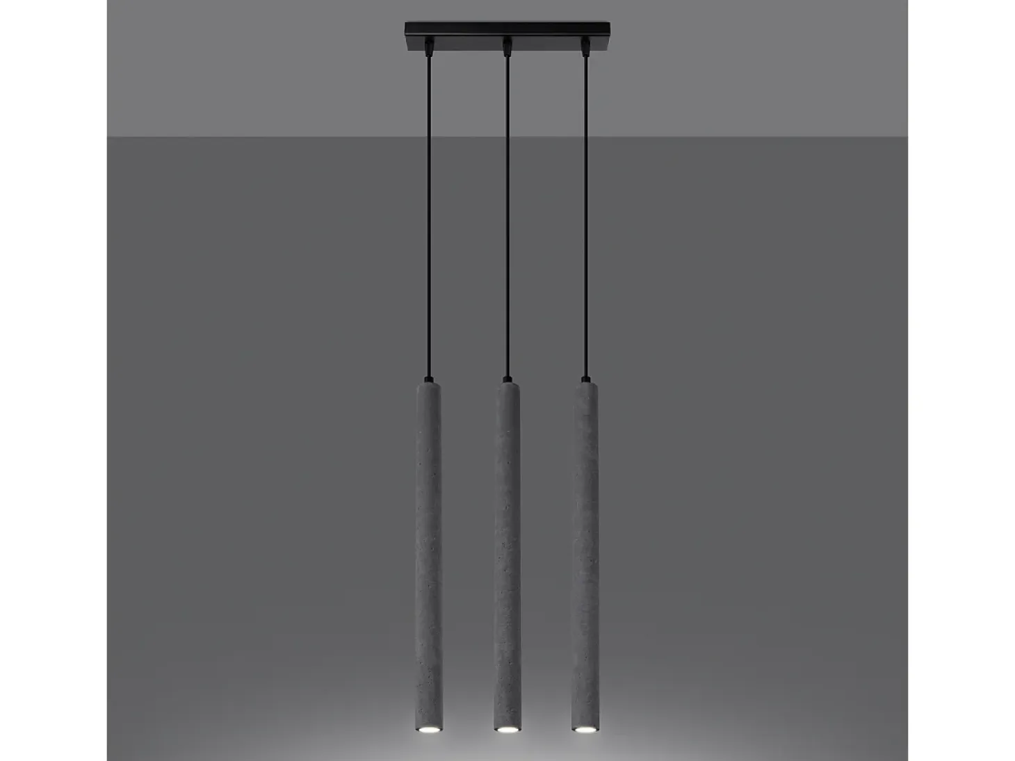 Lámparas Colgantes Pastelo Moderno De Concreto - 3 Fuentes Luminosas - L.30 X A.110 Cm - Gris