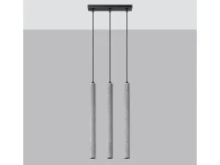 Lámparas Colgantes Pastelo Moderno De Concreto - 3 Fuentes Luminosas - L.30 X A.110 Cm - Gris