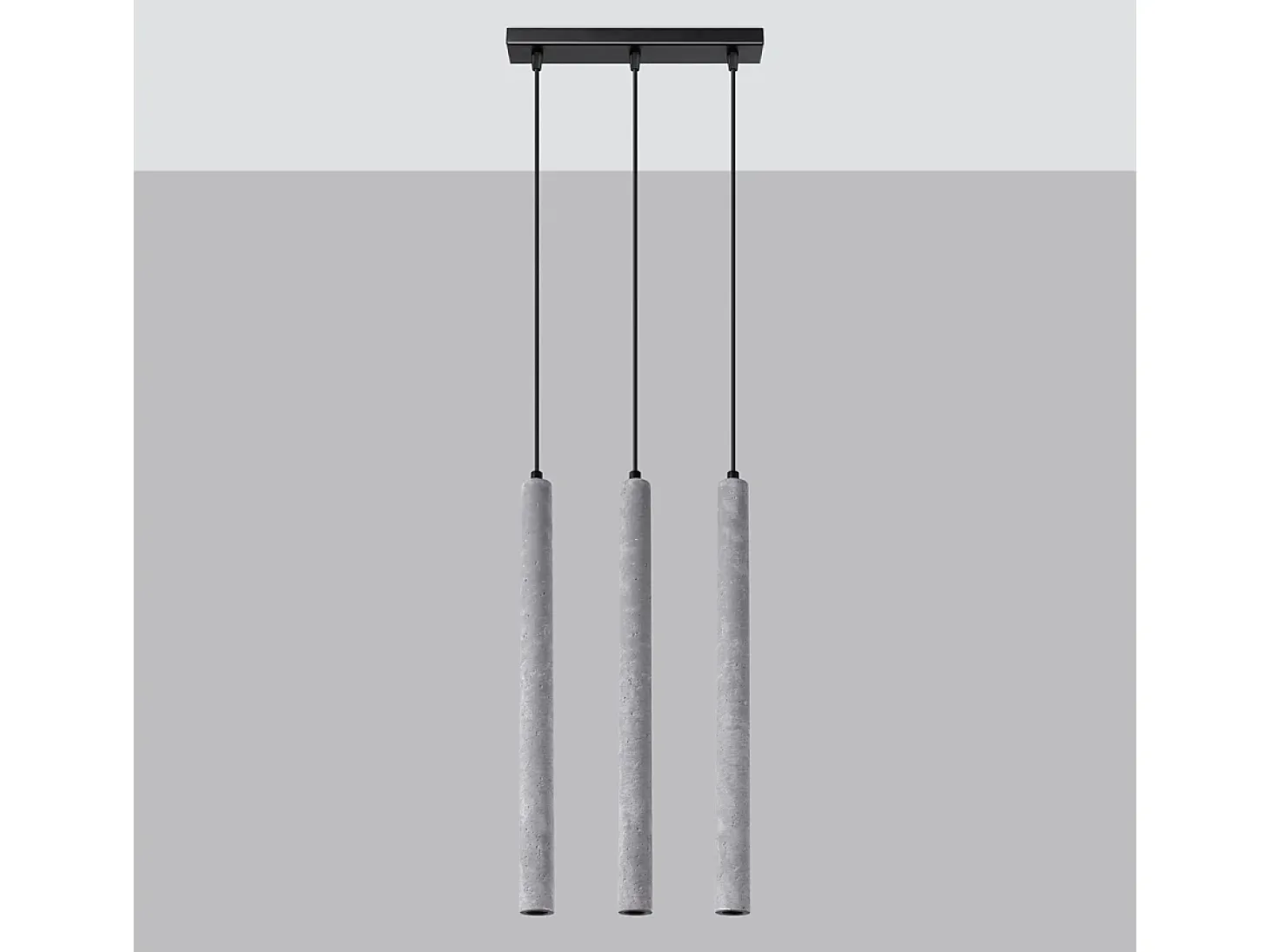 Lámparas Colgantes Pastelo Moderno De Concreto - 3 Fuentes Luminosas - L.30 X A.110 Cm - Gris