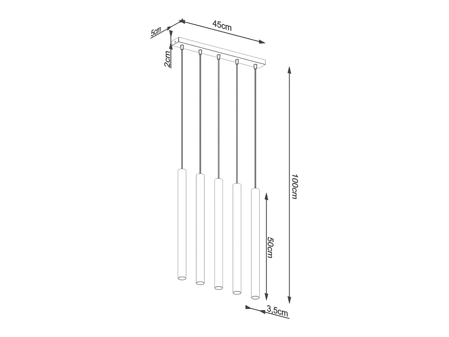 Lámparas Colgantes Pastelo Moderno De Acero/Madera - 5 Fuentes Luminosas - L.45 X A.100 Cm - Madera