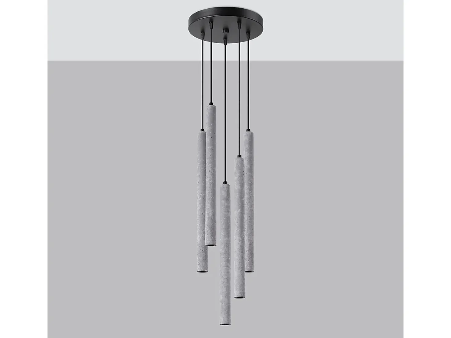 Lámparas Colgantes Pastelo Moderno De Concreto - 5 Fuentes Luminosas - L.25 X A.110 Cm - Gris