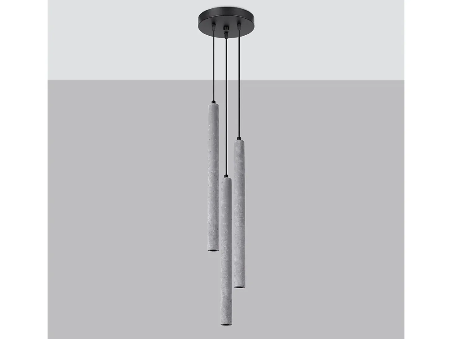 Lámparas Colgantes Pastelo Moderno De Concreto - 3 Fuentes Luminosas - L.19,5 X A.115 Cm - Gris