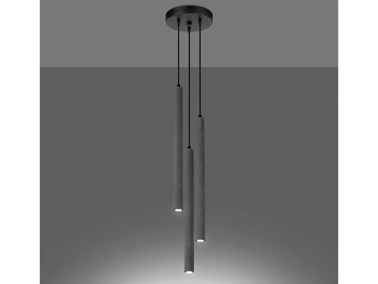 Lámparas Colgantes Pastelo Moderno De Concreto - 3 Fuentes Luminosas - L.19,5 X A.115 Cm - Gris