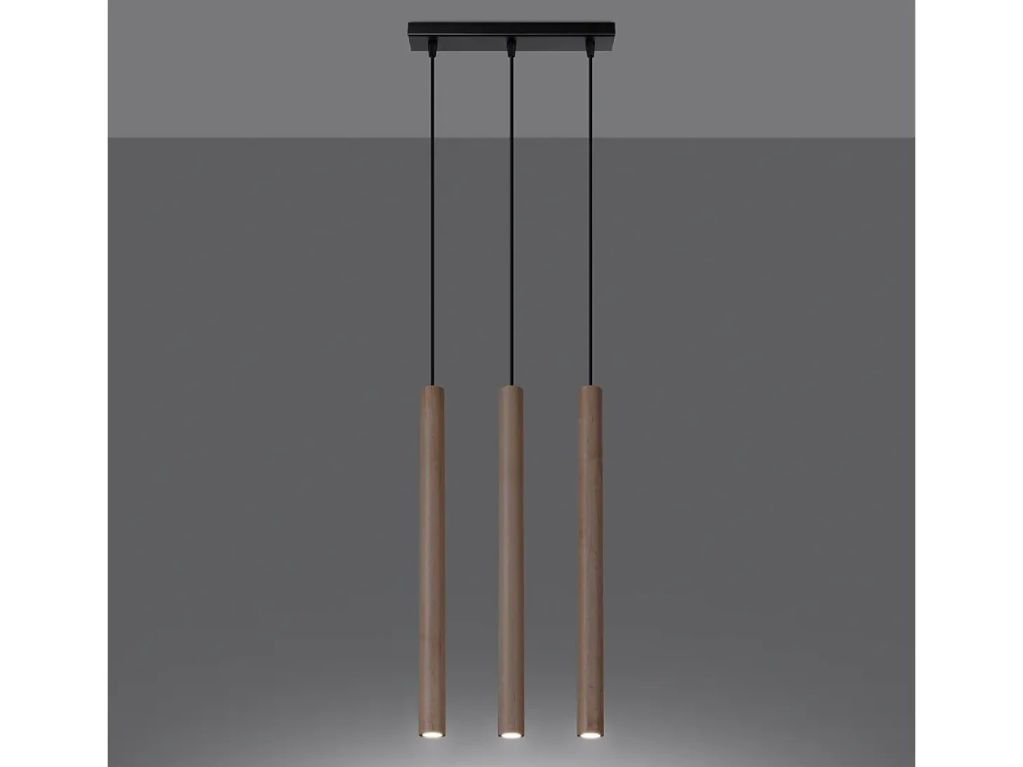 Lámparas Colgantes Pastelo Moderno De Acero/Madera - 3 Fuentes Luminosas - L.30 X A.110 Cm - Madera