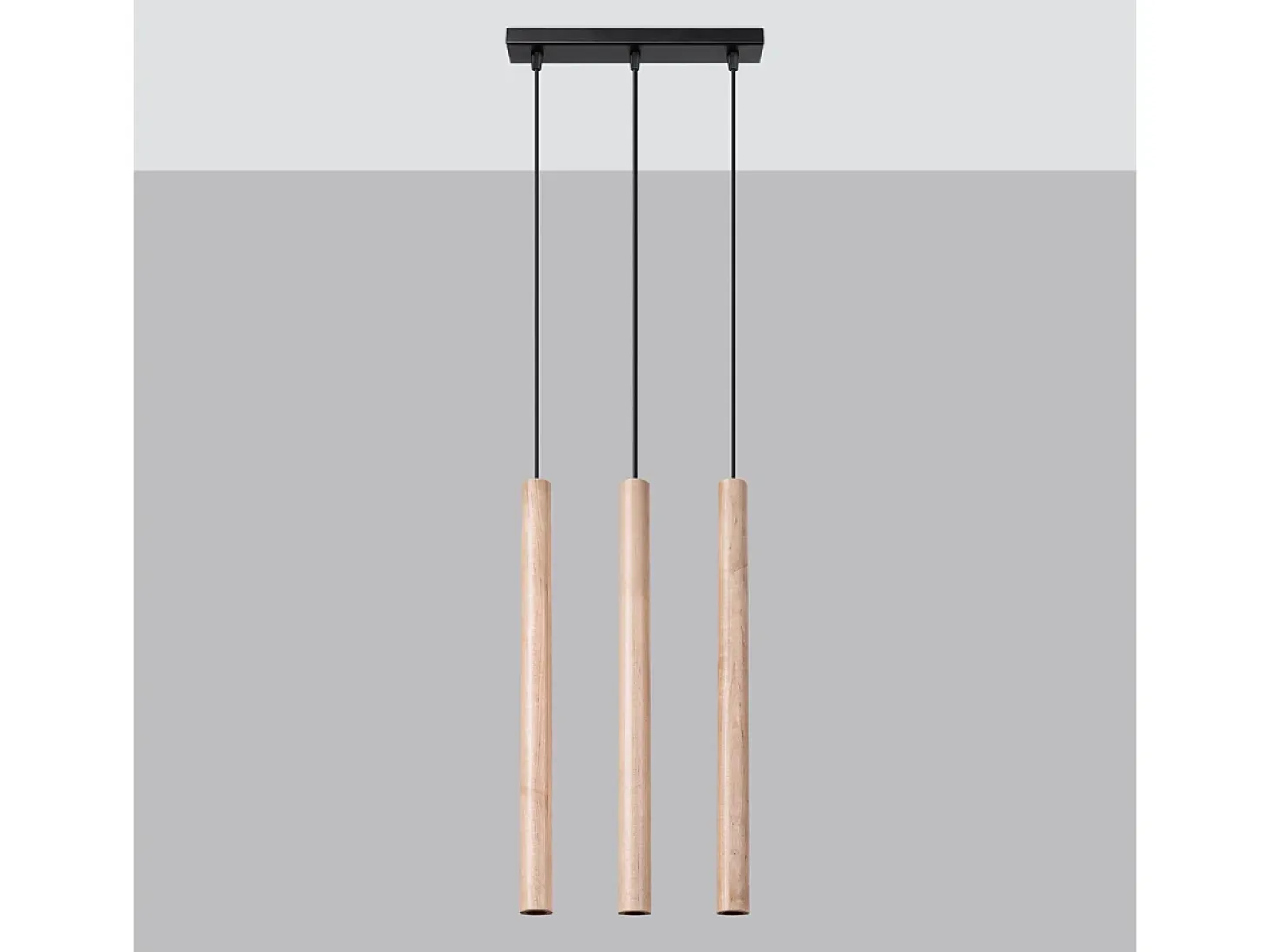 Lámparas Colgantes Pastelo Moderno De Acero/Madera - 3 Fuentes Luminosas - L.30 X A.110 Cm - Madera