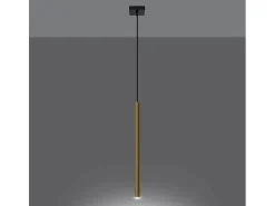 Lámparas Colgantes Pastelo Moderno De Acero - 1 Fuentes Luminosas - L.8 X A.100 Cm - Brillo Dorado