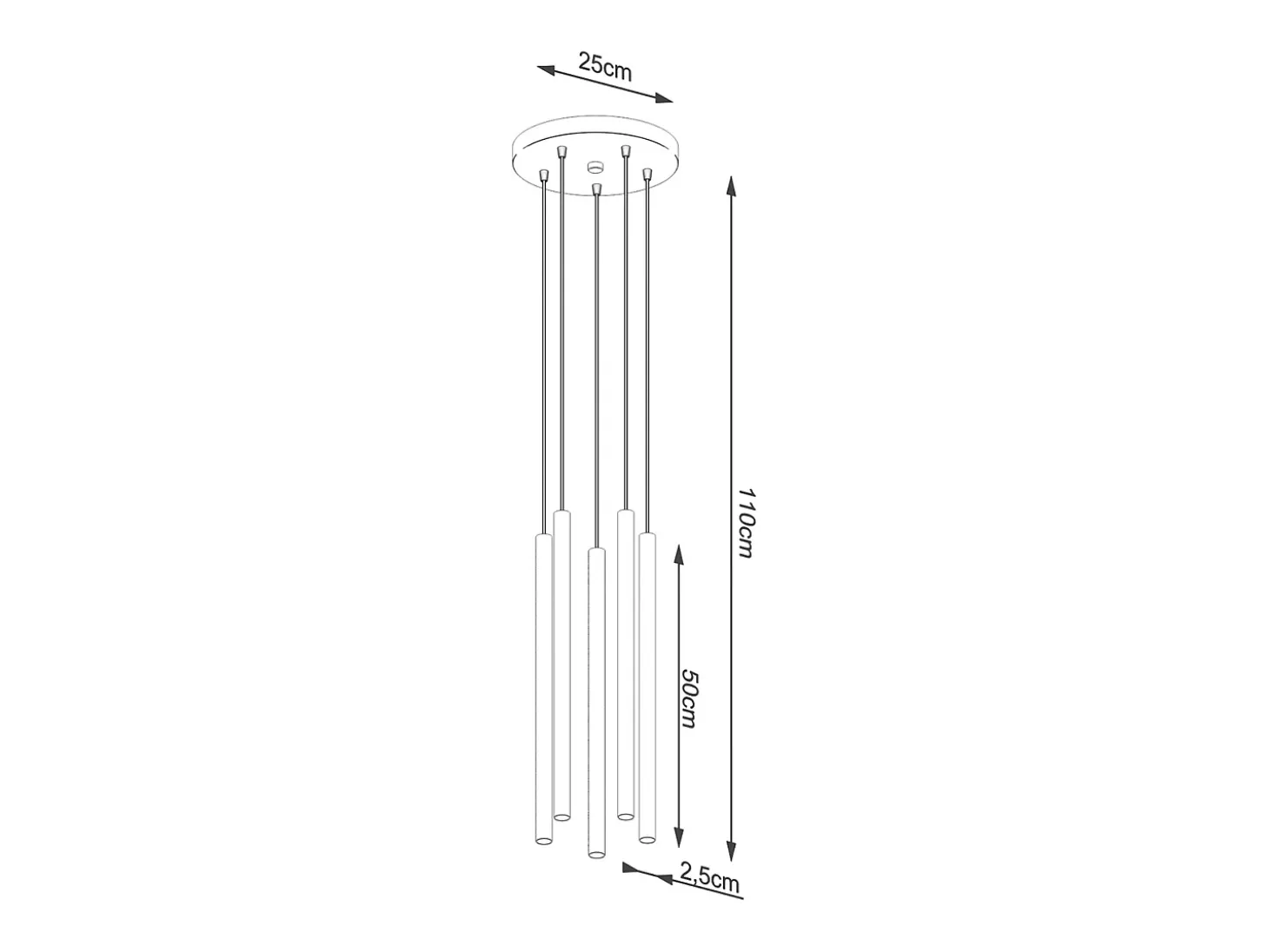 Lámparas Colgantes Pastelo Moderno De Acero - 5 Fuentes Luminosas - L.25 X A.110 Cm - Blanco