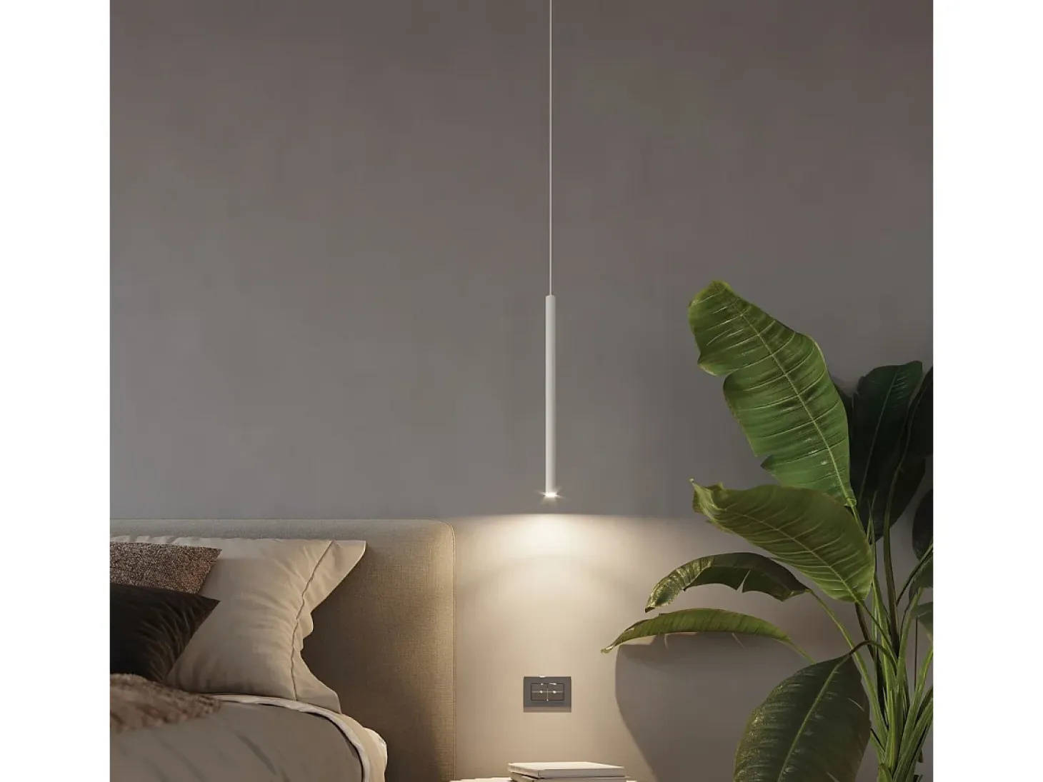 Lámparas Colgantes Pastelo Moderno De Acero - 5 Fuentes Luminosas - L.25 X A.110 Cm - Blanco