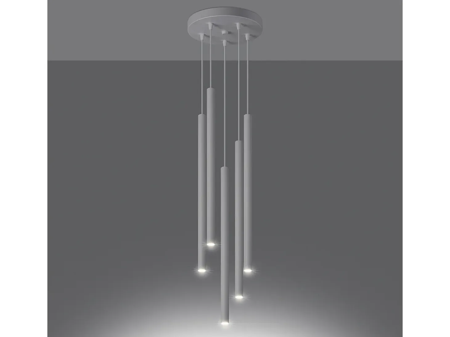Lámparas Colgantes Pastelo Moderno De Acero - 5 Fuentes Luminosas - L.25 X A.110 Cm - Blanco