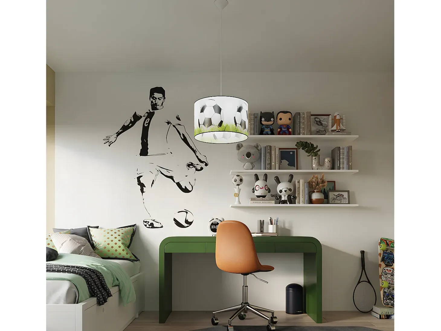Lámparas Colgantes Piłka Moderno De Cloruro De Polivinilo - 1 Fuentes Luminosas - L.40 X A.82 Cm - Blanco/Negro/Verde