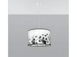 Lámparas Colgantes Piłka Moderno De Cloruro De Polivinilo - 1 Fuentes Luminosas - L.40 X A.82 Cm - Blanco Negro