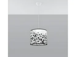 Lámparas Colgantes Piłka Moderno De Cloruro De Polivinilo - 1 Fuentes Luminosas - L.30 X A.82 Cm - Blanco Negro