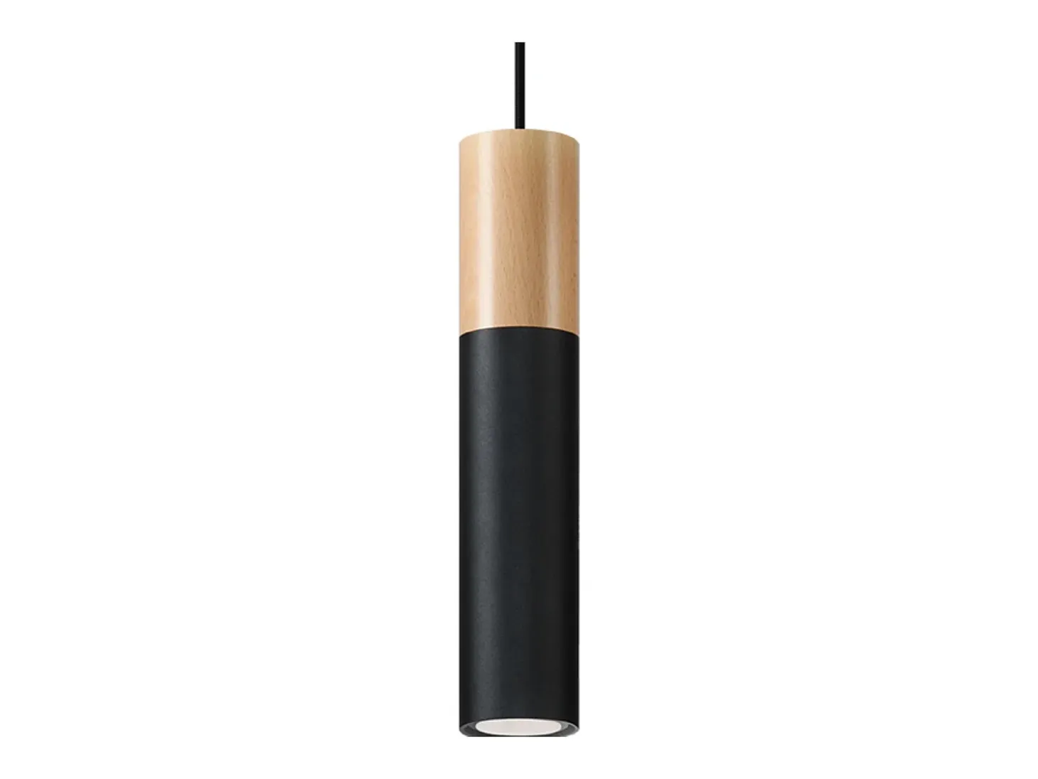 Lámparas colgantes Poblano moderno de acero/madera - 1 fuentes luminosas 3000K - L.8 x A.105 cm - madera natural/negro