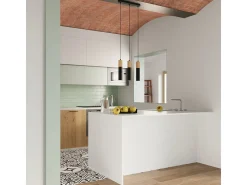 Lámparas colgantes Poblano moderno de acero/madera - 1 fuentes luminosas 4000K - L.8 x A.105 cm - madera natural/negro