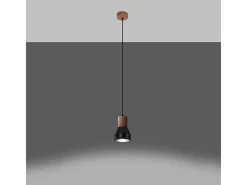 Lámparas colgantes Polaric moderno de betoNo aplicablerewno - 1 fuentes luminosas 4000K - L.10 x A.120 cm - negro/madera natural