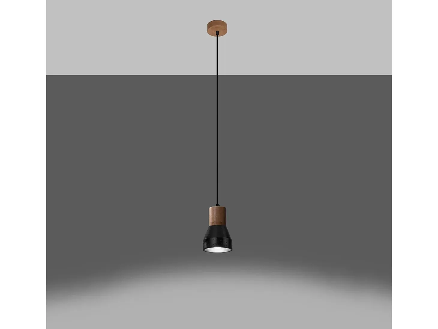 Lámparas colgantes Polaric moderno de betoNo aplicablerewno - 1 fuentes luminosas 4000K - L.10 x A.120 cm - negro/madera natural