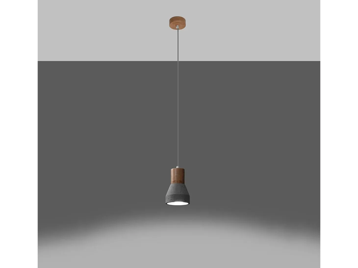 Lámparas colgantes Polaric moderno de hormigón - 1 fuentes luminosas 4000K - L.10 x A.120 cm - gris/madera natural