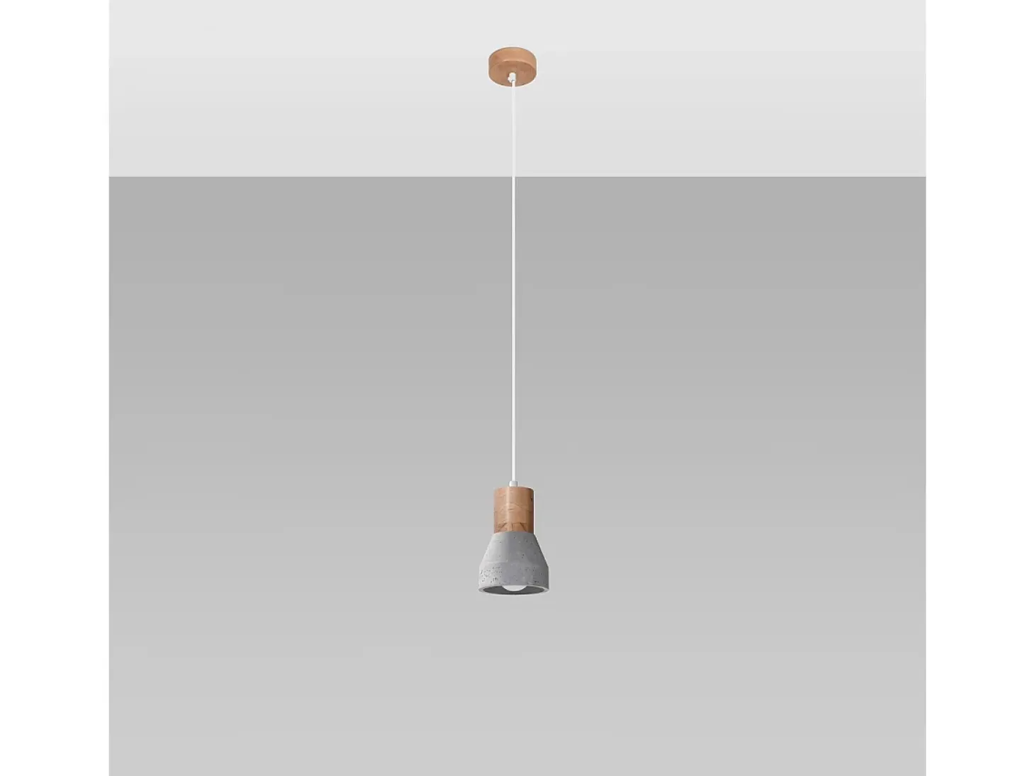 Lámparas colgantes Polaric moderno de hormigón - 1 fuentes luminosas 3000K - L.10 x A.120 cm - gris/madera natural