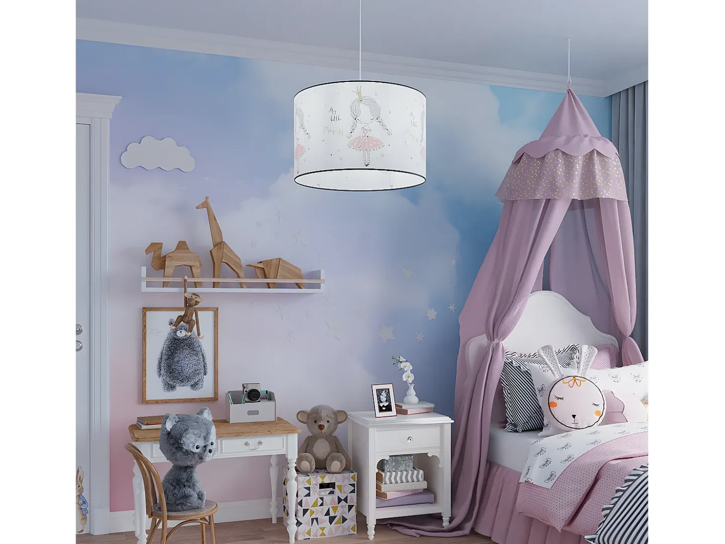 Lámparas Colgantes Princess Moderno De Cloruro De Polivinilo - 1 Fuentes Luminosas - L.30 X A.95 Cm - Multicolor
