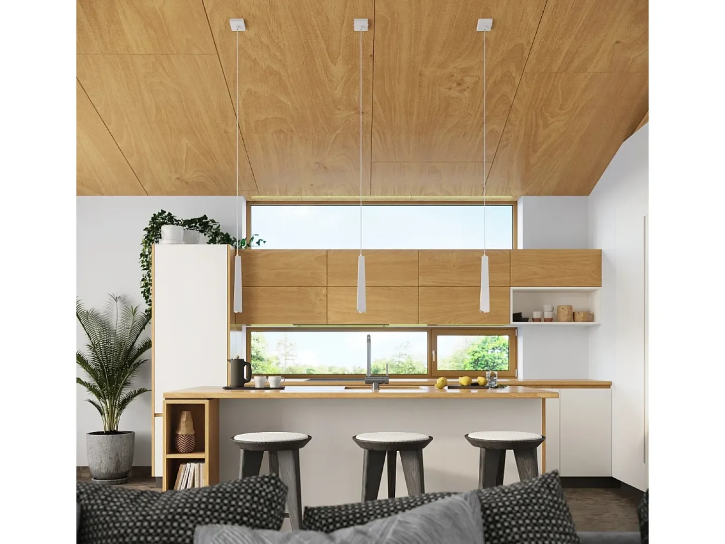Lámparas Colgantes Prysm Escandinavo De Acero - 1 Fuentes Luminosas - L.8 X A.120 Cm - Blanco