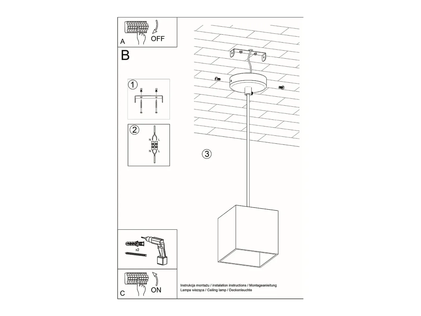 Lámparas colgantes Quadx moderno de aluminio - 1 fuentes luminosas 4000K - L.10 x A.110 cm - gris
