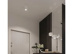 Lámparas colgantes Quadx moderno de aluminio - 1 fuentes luminosas 4000K - L.10 x A.110 cm - blanco