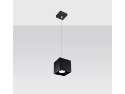 Lámparas colgantes Quadx moderno de aluminio - 1 fuentes luminosas 3000K - L.10 x A.110 cm - negro